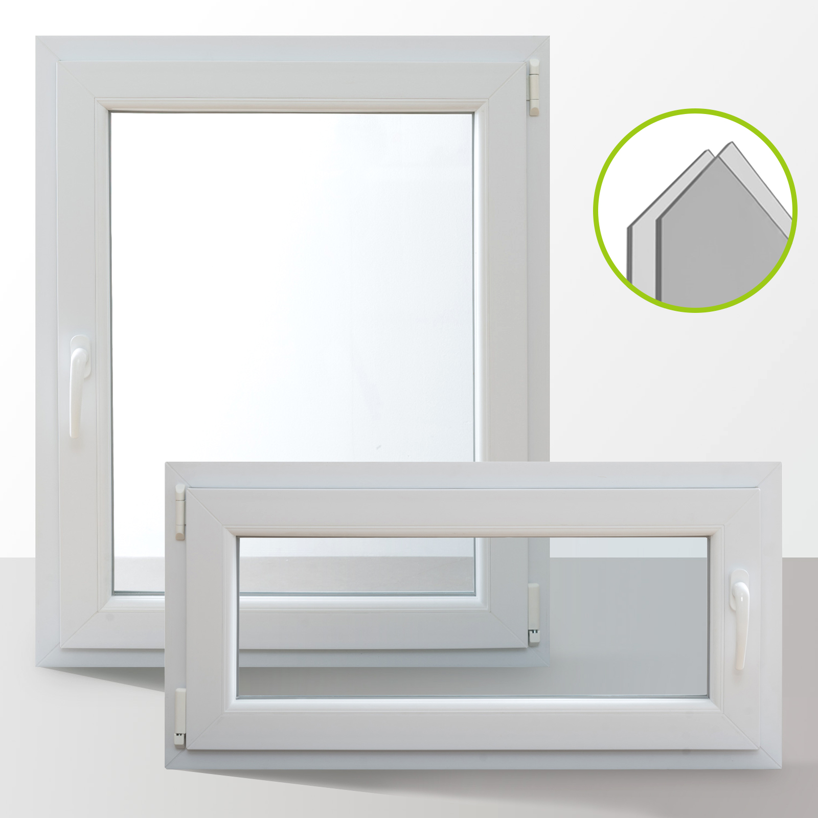 Kunststoff Fenster Kellerfenster Dreh Kipp 2 fach verglast weiß - ALLE GRÖßEN | eBay